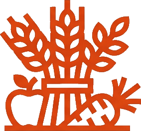 Cornography produce illustration — carrot, apple, and basket from the official logo.